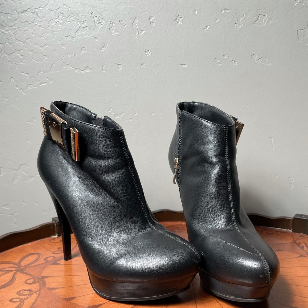 Black Stilettos with Gold Buckle